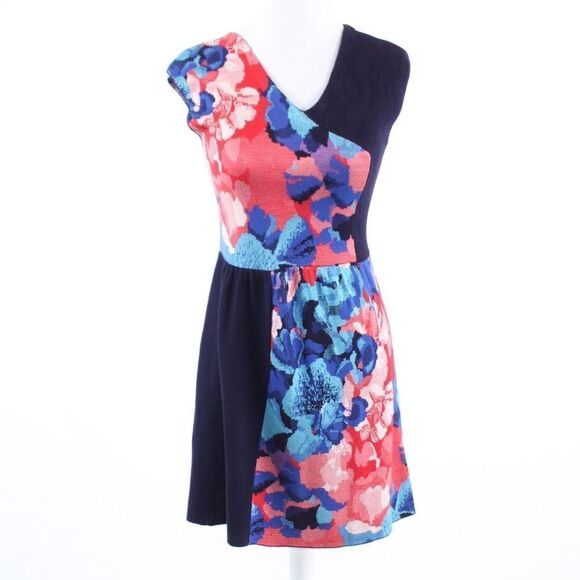 Navy blue red floral LEIFSDOTTIR sheath dress PS - Picture 1 of 8